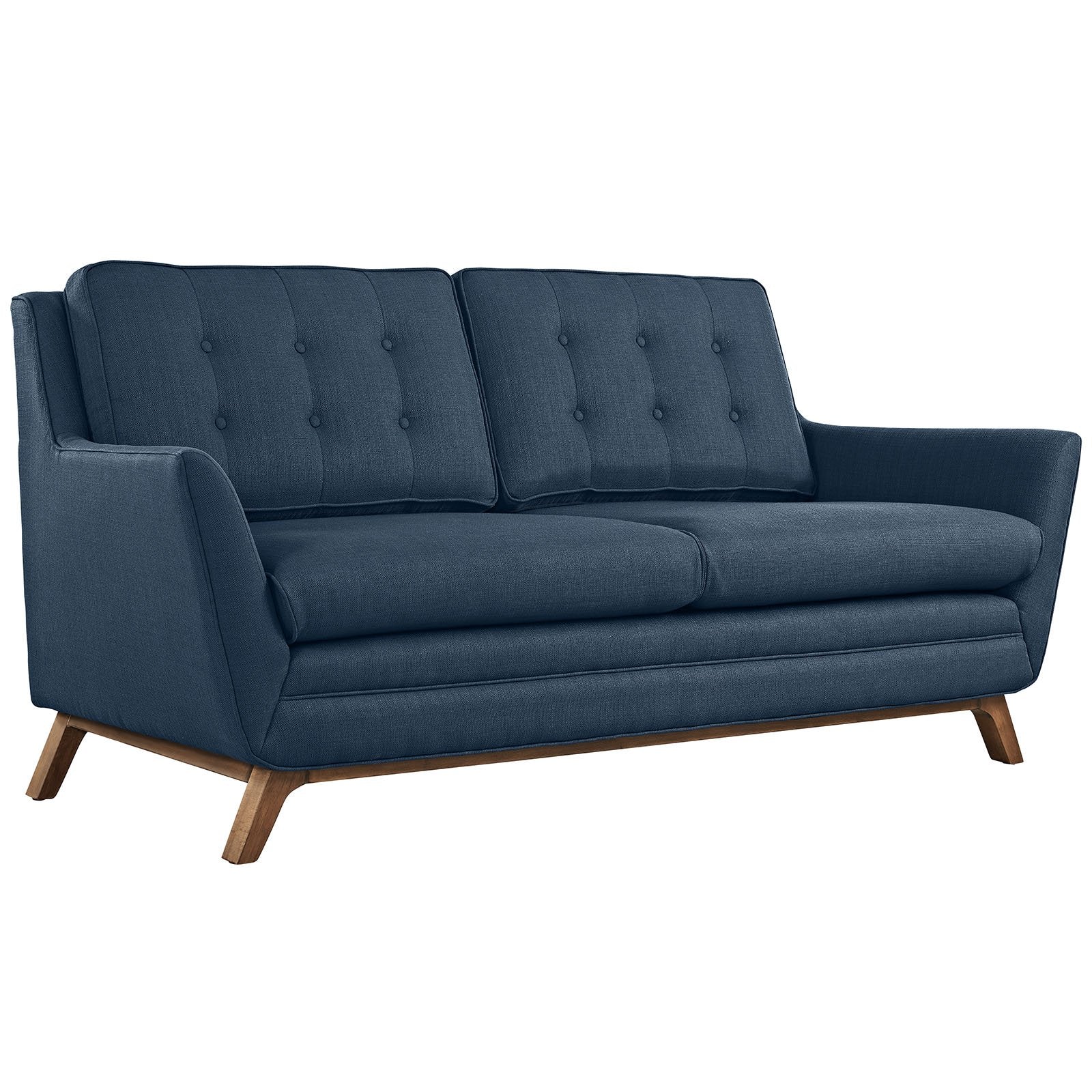 Modway Beguile Mid-Century Modern Loveseat With Upholstered Fabric In Azure